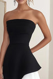 Robe formelle à volants sans bretelles noire