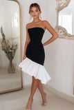 Robe bustier sirène à volants petite noire