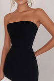Robe bustier sirène à volants petite noire