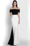 Robe formelle sirène blanche à épaules dénudées