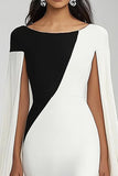 Robe longue formelle blanche à col bateau fourreau
