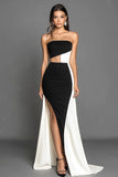 Robe bustier sirène noire cravate avec fente