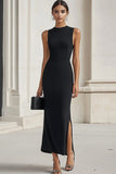 Robe formelle fourreau noir avec fente