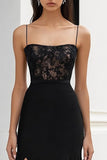 Robe longue formelle fourreau noir avec fente