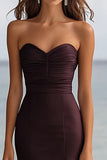 Robe formelle sirène sans bretelles café