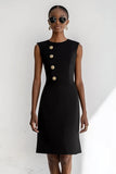 Robe de travail moulante noire jusqu’aux genoux