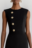 Robe de travail moulante noire jusqu’aux genoux