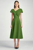 Robe longue de travail en satin à manches longues Green A Line Cap