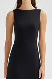 Robe de travail asymétrique simple en satin noir
