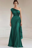 Robe formelle froncée bleue grise à une épaule