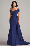 Robe longue formelle champagne à épaules dénudées