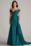 Robe longue formelle champagne à épaules dénudées