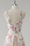 Robe De Soirée à col en V floral rose scintillant