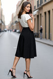 Robe de travail à col en V avec ceinture en satin midi ivoire et noir