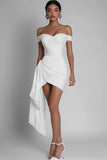Robe courte moulante blanche de graduation avec ceinture