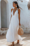 Robe longue d’été en mousseline de soie blanche