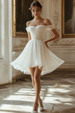 Robe courte de graduation en mousseline de soie ivoire