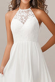 Robe de mariée en mousseline de soie blanche avec dentelle
