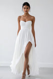Robe blanche trapèze avec fente