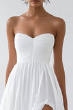 Robe blanche trapèze avec fente
