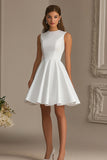 Satin A Line Robe courte sans manches blanche sans manches