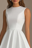 Satin A Line Robe courte sans manches blanche sans manches
