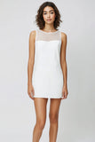 Illusion Neck Simple Fourreau Petite Robe Blanche