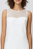 Illusion Neck Simple Fourreau Petite Robe Blanche