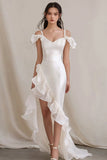Robe de fiançailles asymétrique à volants à épaules dénudées