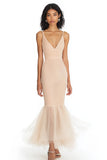Sirène champagne robe longue formelle à col en V