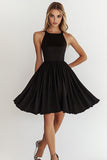 Robe courte de graduation en satin noir