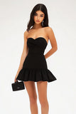 Robe courte de graduation en satin noir