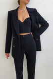Purple Peak Lapel 3-Piece Double Breasted Femmes Costumes de bal