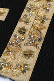 Noir 2 Pièces Femmes Costumes avec Strass