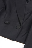 Noir 2 Pièce Peak Lapel Short Femmes Bal Costumes avec Plume