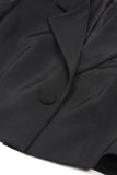 Noir 2 Pièce Cranté Revers Femmes Costumes de Bal avec Plume