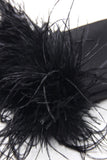Noir 2 Pièce Cranté Revers Femmes Costumes de Bal avec Plume