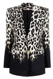 Noir Léopard Imprimé Satin Peak Repel Femmes Prom Blazer