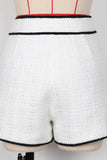 Blanc 2 pièces châle revers double boutonnage femmes bal costumes