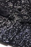 Sparkly noir pailleté pointe revers double boutonnage femmes bal blazer