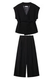 Noir 2 Pièces Sans Manches Femmes Prom Costumes Avec Cordes
