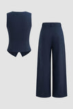 Marine 2 Pièce Satin Sans Manches Femmes Costumes De Bal