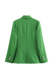 Vert 2 Pièces Pointe Revers Double Boutonnage Femmes Costumes De Bal