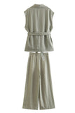 gris vert 2 pièces cranté Lpael sans manches femmes bal costumes