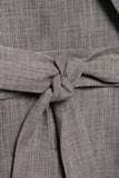 Gris 2 Pièce Cranched Lapel Femmes Costumes de Bal avec Ceintures
