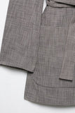 Gris 2 Pièce Cranched Lapel Femmes Costumes de Bal avec Ceintures