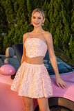 Blush Robe de cocktail 2 pièces sans bretelles florale