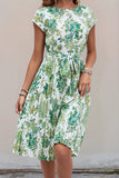 Robe d’été midi à fleurs vertes
