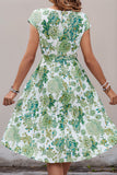 Robe d’été midi à fleurs vertes