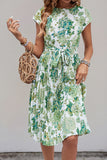 Robe d’été midi à fleurs vertes